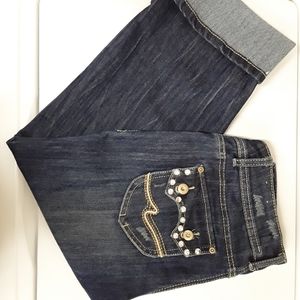 💖FINAL💖 Cropped Rhinestone Blue Jeans Size 10